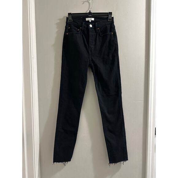 RE/DONE Black‎ Button fly raw hem denim size 25 - Picture 1 of 8
